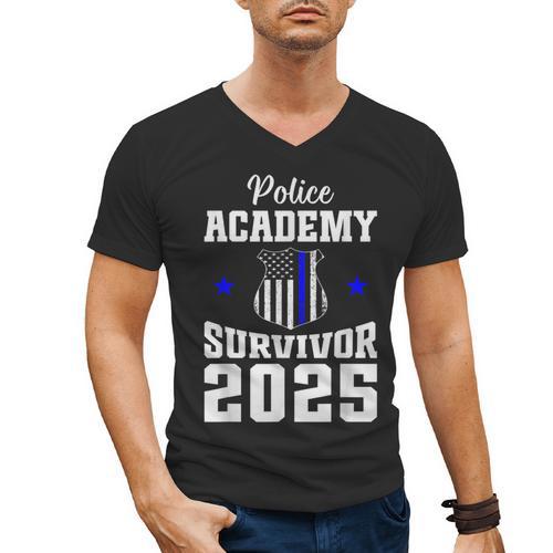 Police Academy Survivor 2025 Graduation Police School Men's V-Neck T-Shirt - Best Gift Smart