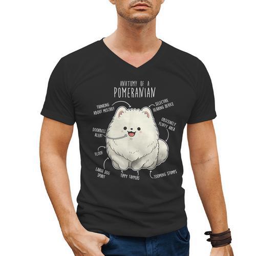 Pomeranian Anatomy Cute Pet Pom Mom Dog Dad For Men Women Girls Kids Men's V-Neck T-Shirt - Father's Day Fun