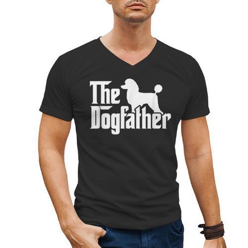 Poodle The Dogfather Cool Dog Daddy Dad Papa Father Men Kids Men's V-Neck T-Shirt - Father's Day Fun