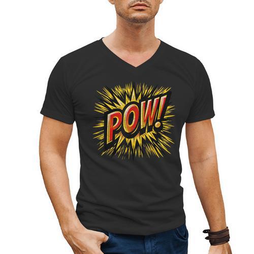 POW Comic Book Retro Artwork – Cartoon Collector Men's V-Neck T-Shirt - Bookorys