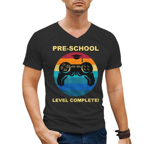 Pre-School Level Complete Graduation Video Gamer Preschool T Men's V-Neck T-Shirt - Best Gift Smart