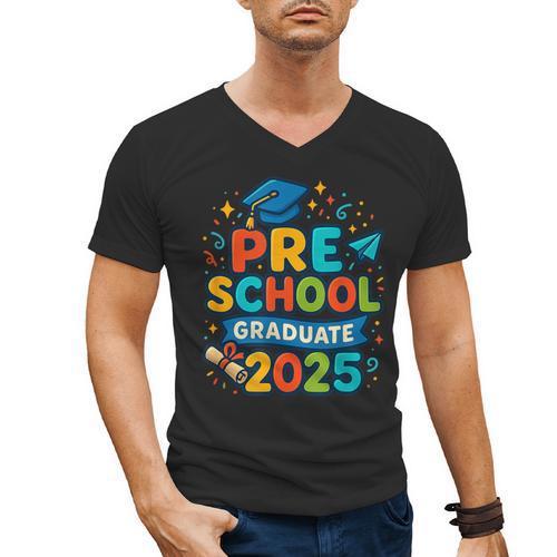 Preschool Graduation 2025 Pre-k Graduate Kids Boys Girls Men's V-Neck T-Shirt - Best Gift Smart
