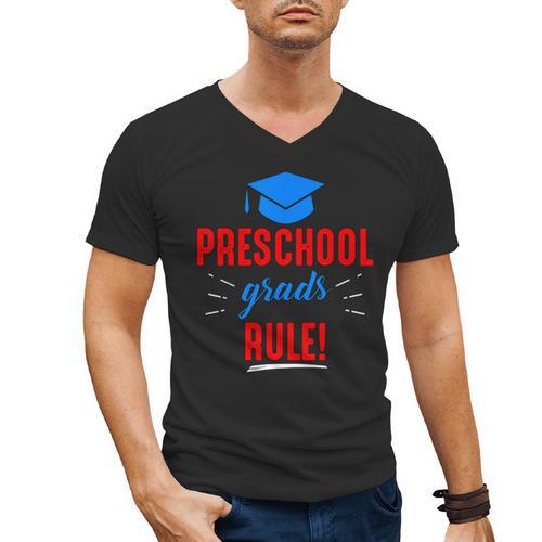 Preschooler Graduation Grad Cap Preschool Grads Rule Men's V-Neck T-Shirt - Best Gift Smart