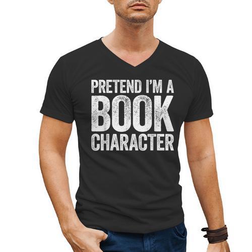Pretend I'm A Book Character Shirt Adult Kids Costume Men's V-Neck T-Shirt - Bookorys DE