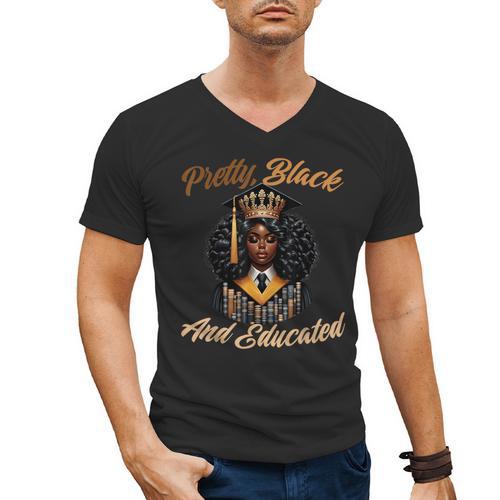 Pretty Educated African American Graduation Class 2024 Men's V-Neck T-Shirt - Best Gift Smart