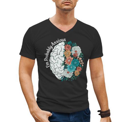 Probably Anxious Mental Health Quote Introverts People Men's V-Neck T-Shirt - Raresse