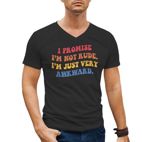 I Promise I'm Not Rude I'm Just Very Awkward Introvert Men's V-Neck T-Shirt - Raresse