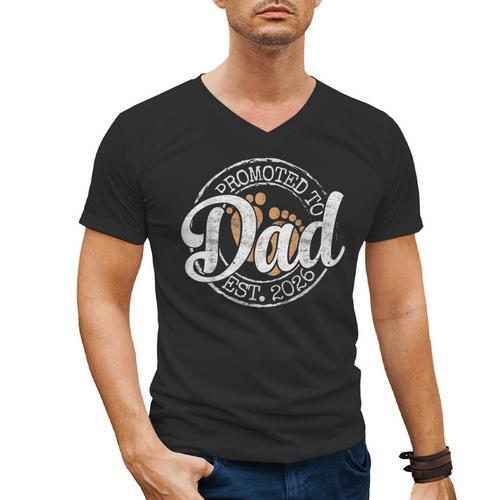 Promoted To Dad Est 2026 Stamp First Time Daddy To Be Men's V-Neck T-Shirt - Father's Day Fun