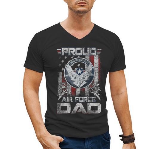 Proud Air Force Dad Shirt Military Family Fathers Day Men's V-Neck T-Shirt - Father's Day Fun