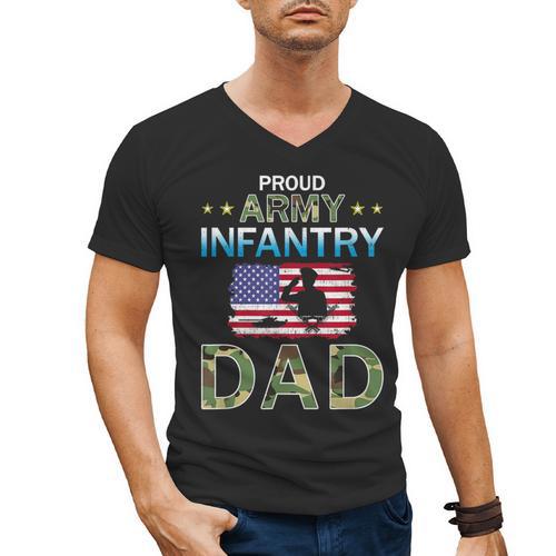Proud Army Dad-Army Infantry Dad Camouflage Graphics Army Men's V-Neck T-Shirt - Father's Day Fun