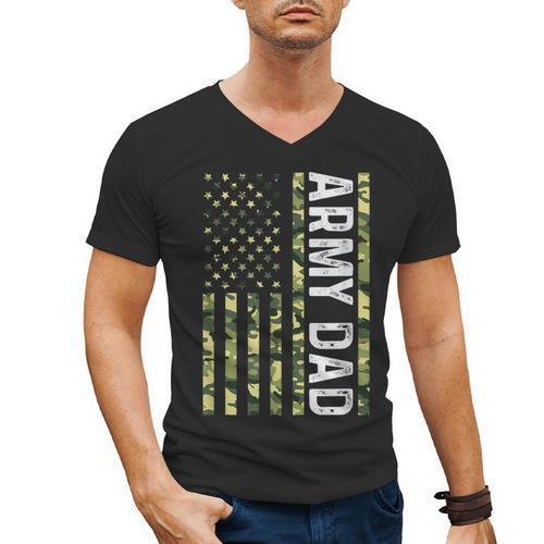 Proud Army Dad United States USA Flag For Father's Day Men's V-Neck T-Shirt - Father's Day Fun