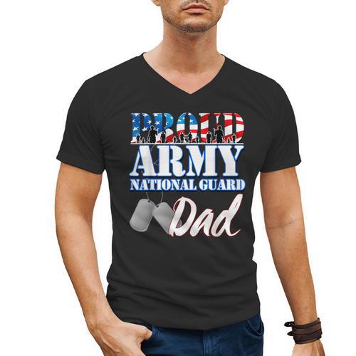 Proud Army National Guard Dad Fathers Day Shirt Men Men's V-Neck T-Shirt - Father's Day Fun