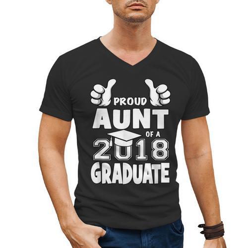 Proud Aunt Of A 2018 Graduate Senior Graduation School Shirt Men's V-Neck T-Shirt - Best Gift Smart