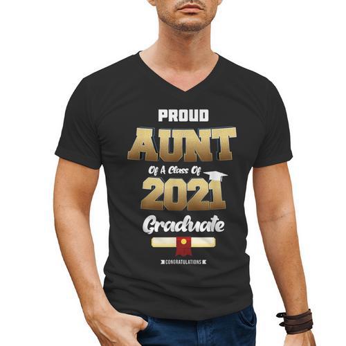 Proud Aunt Of Class Of 2021 T Shirt Class 2021 Graduation Men's V-Neck T-Shirt - Best Gift Smart