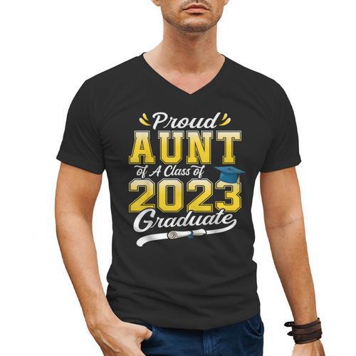 Proud Aunt Of a Class Of 2023 Graduate Senior Graduation Men's V-Neck T-Shirt - Best Gift Smart