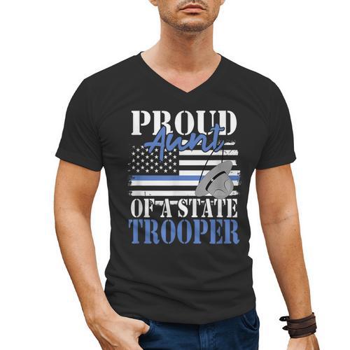 Proud Aunt Of a State Trooper Police Officer Graduation Men's V-Neck T-Shirt - Best Gift Smart