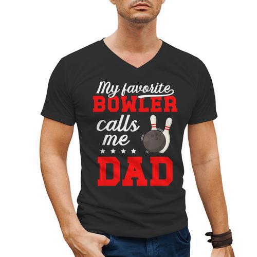 Proud Bowling Dad Of A Bowler Dad Bowling Father Men's V-Neck T-Shirt - Father's Day Fun