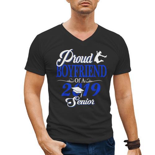 Proud BOYFRIEND Of A Class 2019 Senior Tee Graduation Men's V-Neck T-Shirt - Best Gift Smart