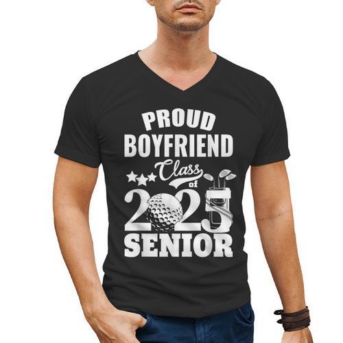 Proud Boyfriend Class Of 2025 Graduation Senior 2025 Golf Men's V-Neck T-Shirt - Best Gift Smart