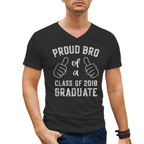 Proud Bro Brother Class Of 2018 Graduate Graduation Shirt Men's V-Neck T-Shirt - Best Gift Smart