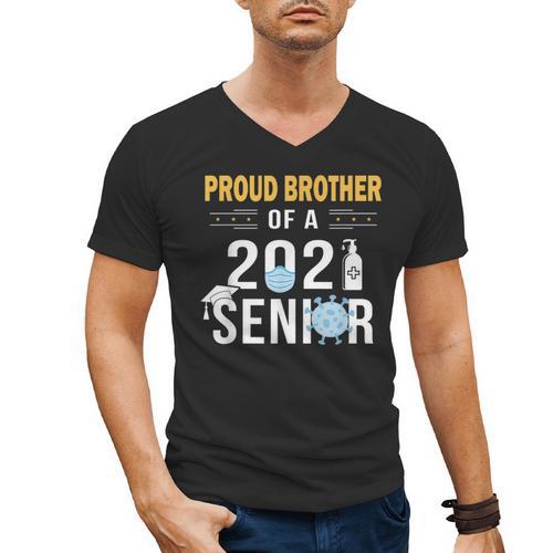 Proud Brother Of a 2021 Senior Shirt Graduation Men's V-Neck T-Shirt - Best Gift Smart