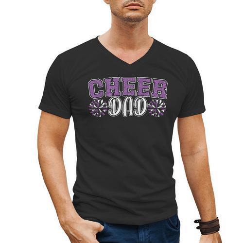 Proud Cheer Dad My Favorite Cheerleader Calls Me Dad Purple Men's V-Neck T-Shirt - Father's Day Fun