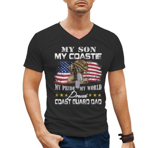 Proud Coast Guard Dad Coast Guard Graduation Dad Men's V-Neck T-Shirt - Best Gift Smart