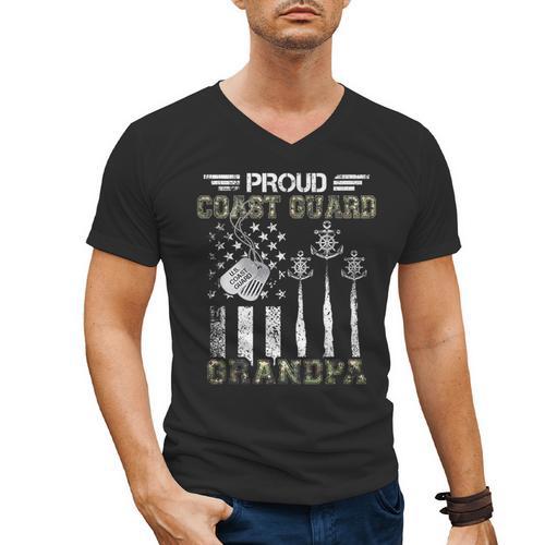 Proud Coast Guard Grandpa US Coast Guard Graduation Grandpa Men's V-Neck T-Shirt - Best Gift Smart
