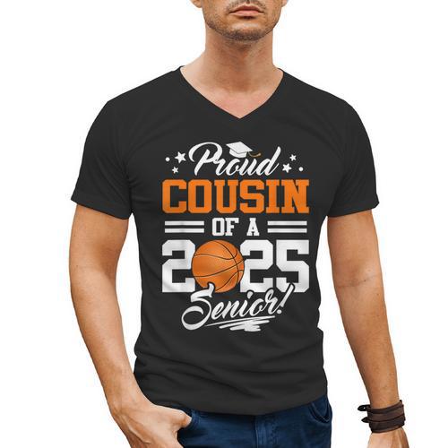 Proud Cousin Of A 2025 Senior Basketball Graduation Men's V-Neck T-Shirt - Best Gift Smart