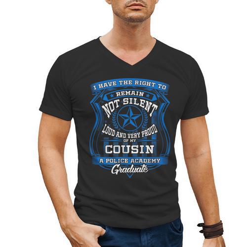 Proud Of Cousin Police Academy Graduation Shirt Men's V-Neck T-Shirt - Best Gift Smart