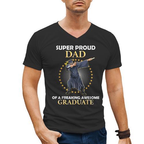Proud Dad Of 2018 Graduate Dabbing Graduation Senior Shirt Men's V-Neck T-Shirt - Best Gift Smart