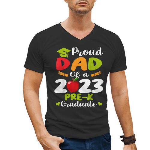 Proud Dad Of 2023 Pre K Graduate Graduation Men's V-Neck T-Shirt - Best Gift Smart