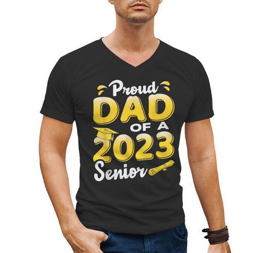 Proud Dad Of A 2023 Senior Graduation Men's V-Neck T-Shirt - Best Gift Smart