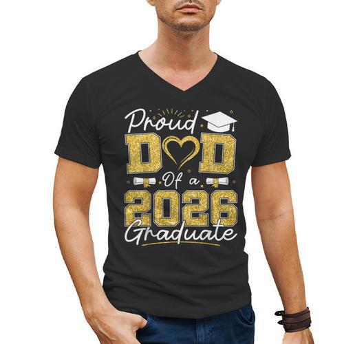Proud Dad Of A 2026 Graduate Senior 2026 Grad Family Men's V-Neck T-Shirt - Father's Day Fun