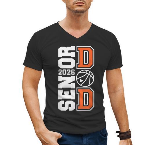 Proud Dad Of A 2026 Senior Graduate Basketball Senior 26 Men's V-Neck T-Shirt - Father's Day Fun