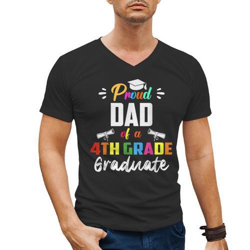 Proud DAD Of A 4th Grade Graduate Graduation 2024 Senior 24 Men's V-Neck T-Shirt - Best Gift Smart