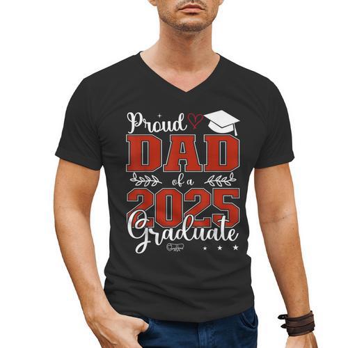 Proud Dad Of a Class Of 2025 Graduate For Graduation Men's V-Neck T-Shirt - Best Gift Smart