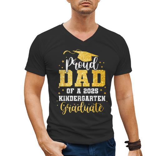 Proud Dad Of A Class 2025 Kindergarten Graduate Graduation Men's V-Neck T-Shirt - Best Gift Smart