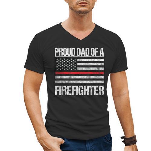 Proud Dad Of a Firefighter Fireman Parent Men's V-Neck T-Shirt - Father's Day Fun