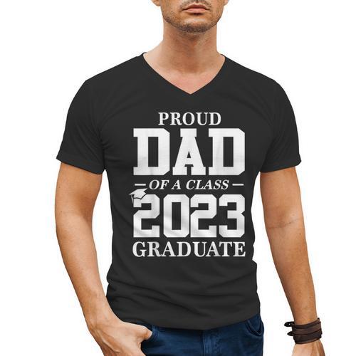 Proud Dad Graduation Senior 23 Grad Class Of 2023 Men's V-Neck T-Shirt - Best Gift Smart
