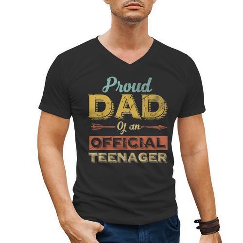 Proud Dad Of An Official Teenager 13th Birthday Son Daughter Men's V-Neck T-Shirt - Father's Day Fun