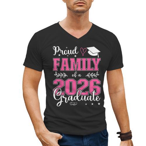 Proud Family Of a Class Of 2026 Graduate For Graduation Men's V-Neck T-Shirt - Best Gift Smart