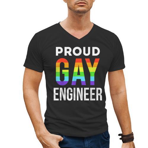 Proud Gay Engineer LGBTQ Rainbow Engineering Graduation Men's V-Neck T-Shirt - Best Gift Smart