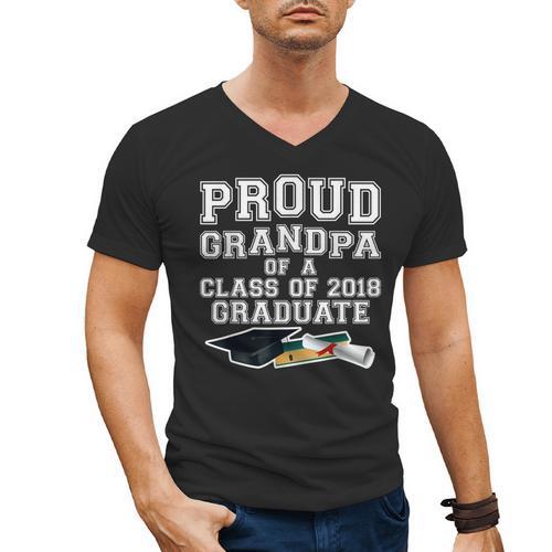 Proud Grandfather Graduation Grandpa Of Grad 2018 Shirt Men's V-Neck T-Shirt - Best Gift Smart