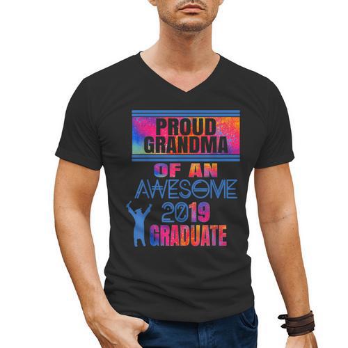 Proud Grandma Of A 2019 Graduate Senior Class Graduation Men's V-Neck T-Shirt - Best Gift Smart