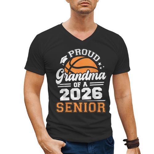 Proud Grandma Of A 2026 Senior Basketball Graduation Men's V-Neck T-Shirt - Best Gift Smart