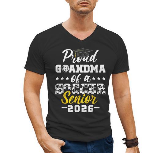 Proud Grandma Of a Soccer Senior 2026 Graduation Gifts Men's V-Neck T-Shirt - Best Gift Smart