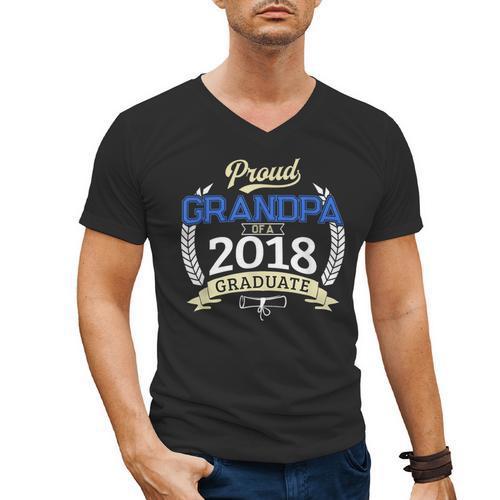Proud Grandpa Of 2018 Senior Shirt Graduation Grad Men's V-Neck T-Shirt - Best Gift Smart