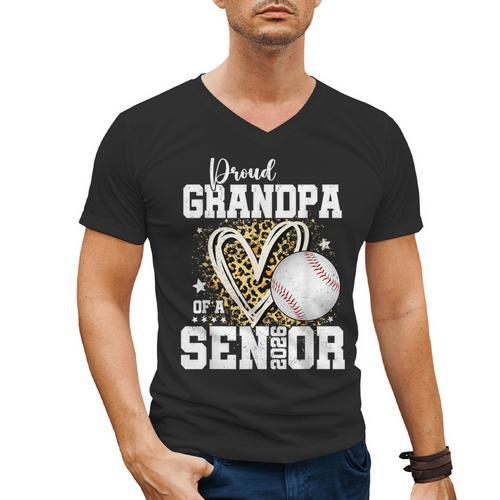 Proud Grandpa Of A 2026 Senior Baseball Graduation Leopard Men's V-Neck T-Shirt - Best Gift Smart