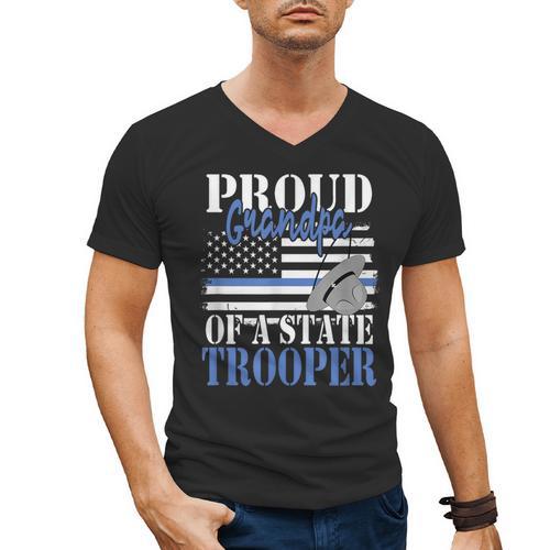 Proud Grandpa Of a State Trooper Police Officer Graduation Men's V-Neck T-Shirt - Best Gift Smart